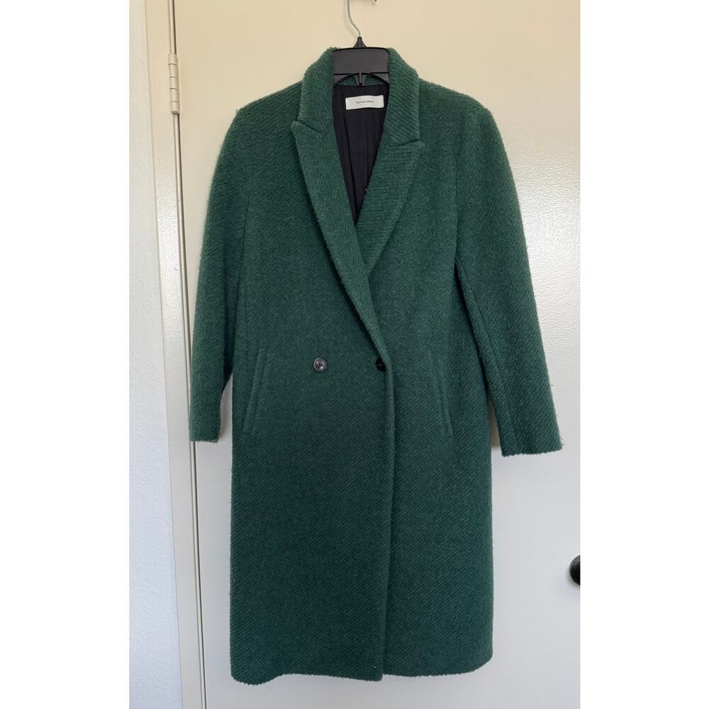Pomandere Long Green Wool Coat Size US 6 - Picture 2 of 5